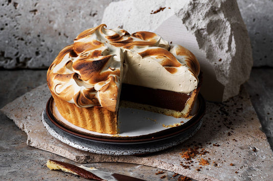 Dark Chocolate + Coffee Meringue Tart